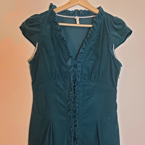 Maeve Teal Ruffle Dress w pockets Size 10 SOLD - Picture 2 of 9